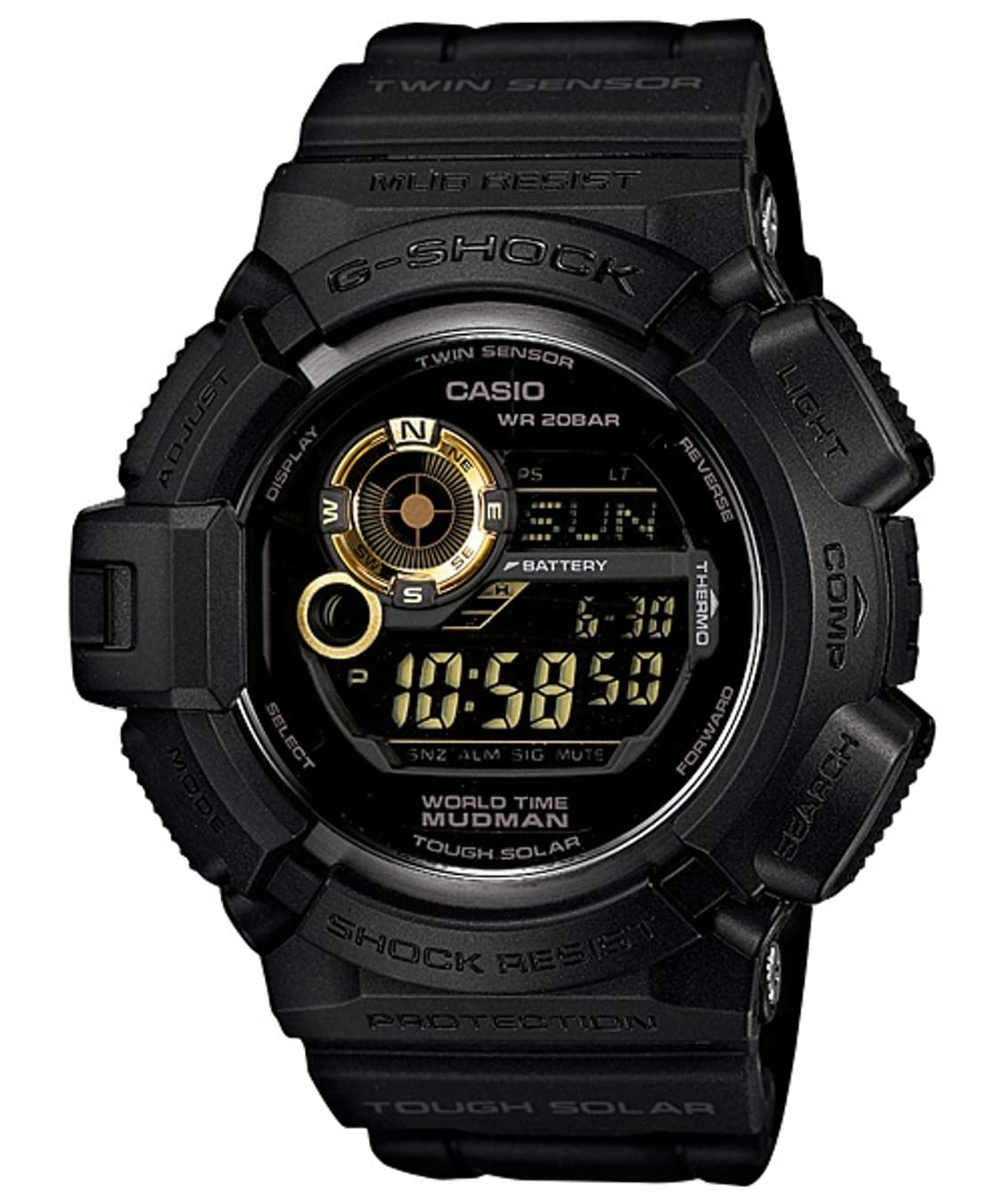 지샥 G-SHOCK 머드맨 MUDMAN 블랙 골드 금장 디지털 태양광 상품이미지1