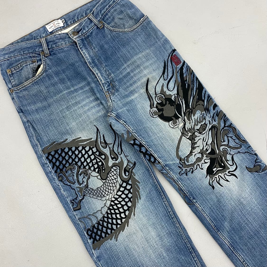 카라쿠리 타마시 제팬 드래곤 용자수 오리엔탈 와이드 데님팬츠 상품이미지2