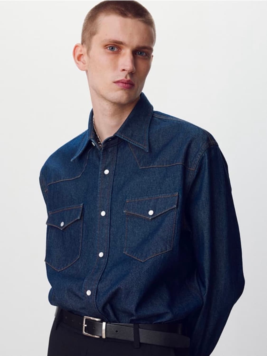 토니웩 린스드 웨스턴 데님 셔츠 인디고 M 상품이미지2