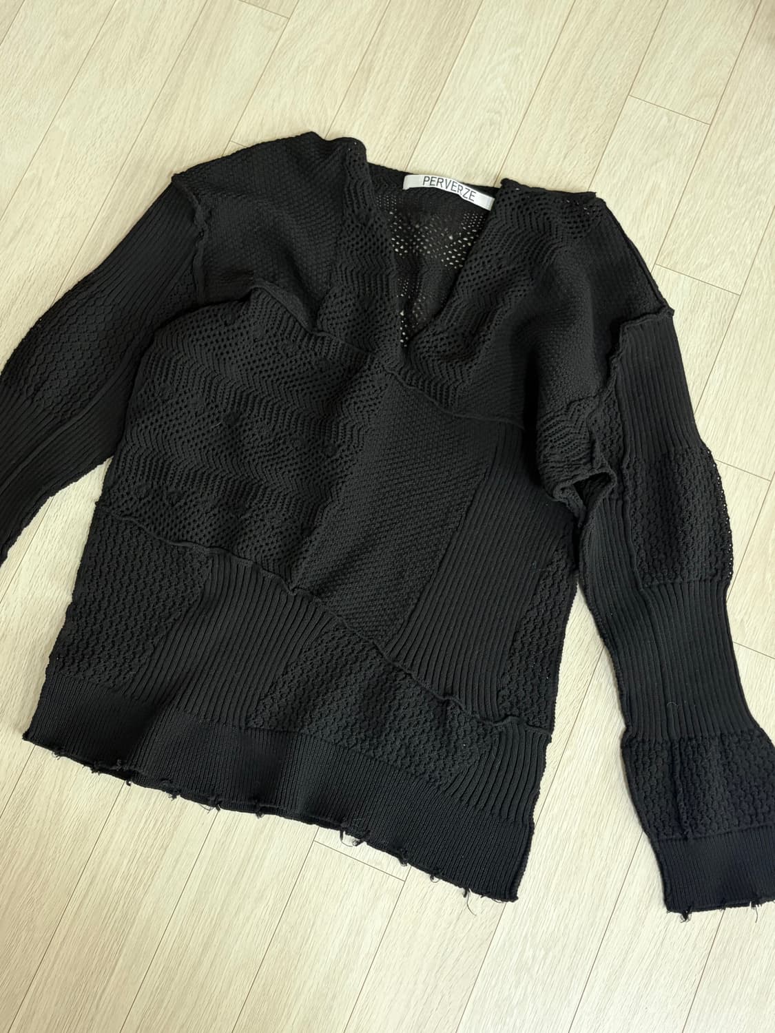 퍼버즈 크로쉐 패치워크 데미지니트 상품이미지2