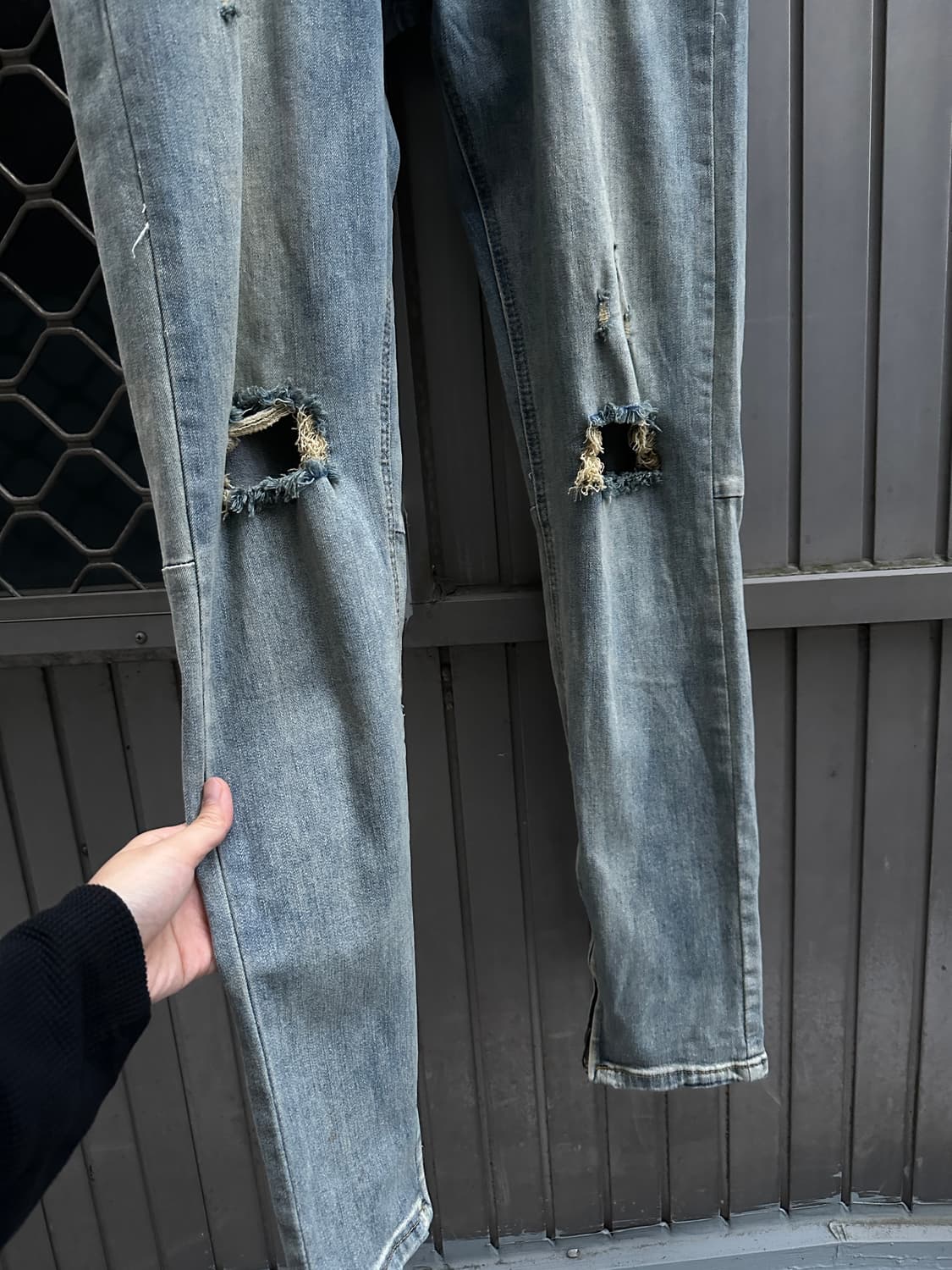 Vintage yellow washing destroyed jeans 상품이미지3