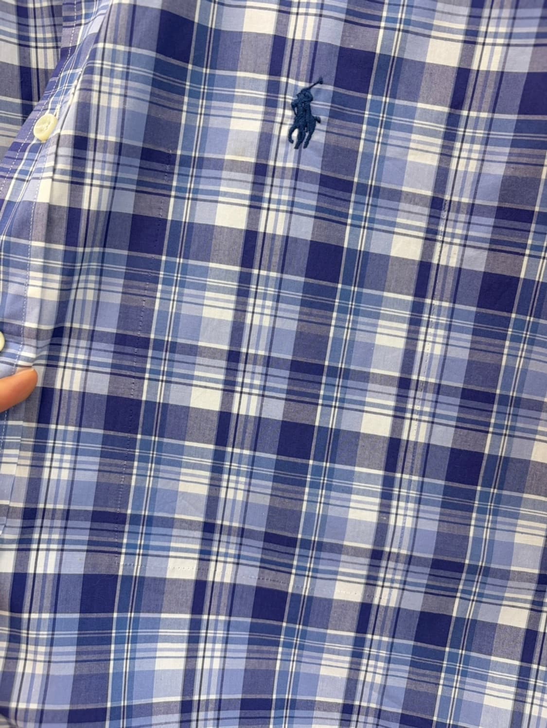 폴로 체크 반팔 셔츠 블루 (XL)  상품이미지4