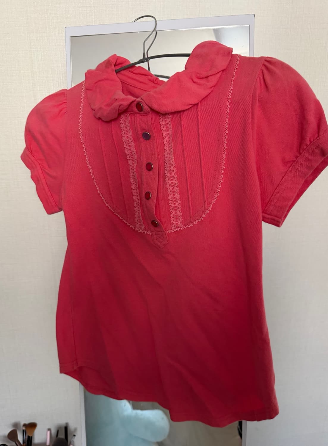 pink gyaru 레이스 블라우스 반팔 T-shirt vintage 상품이미지1