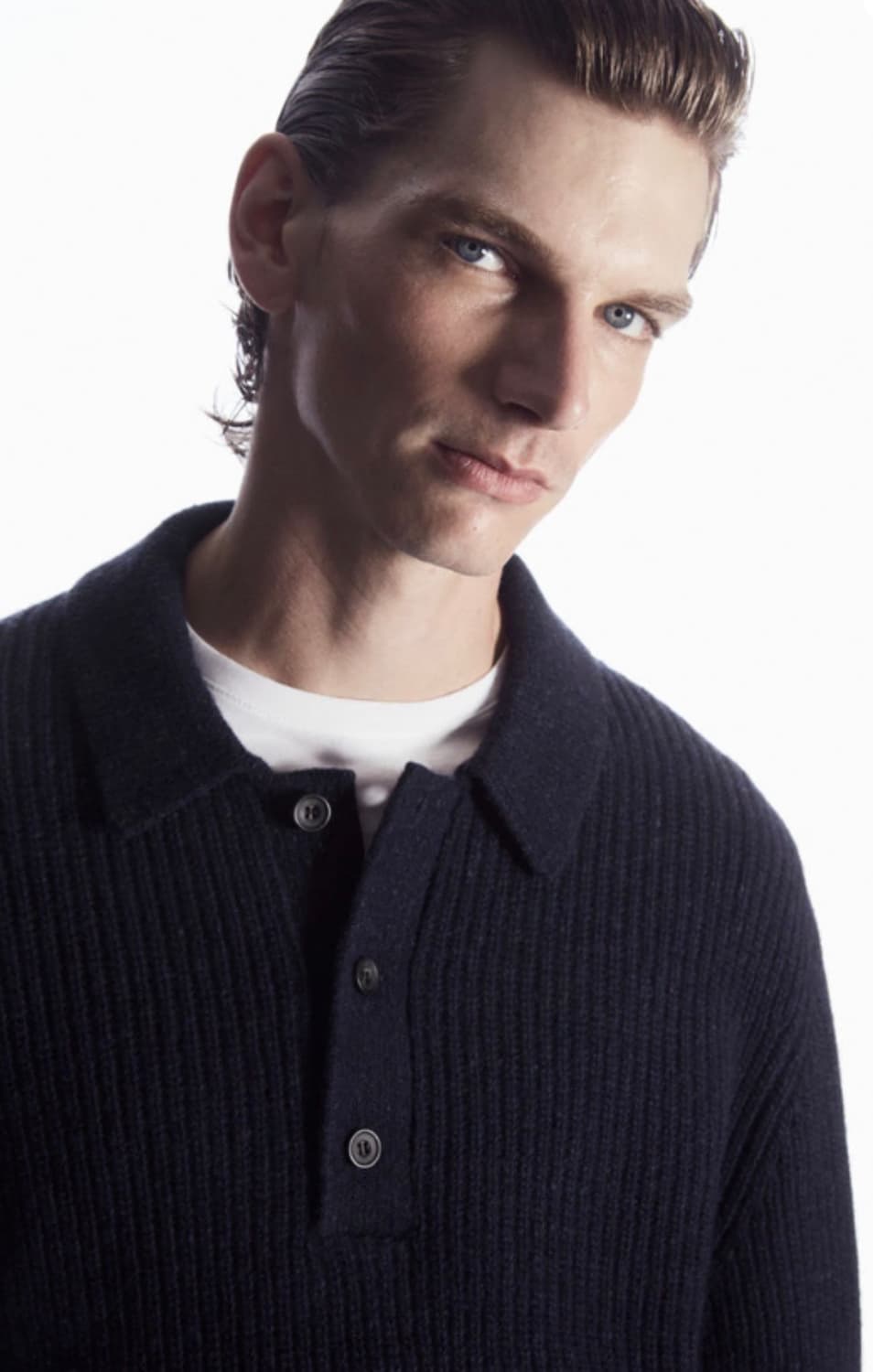 [L] COS 리브드 울 캐시미어 블렌드 폴로 셔츠 상품이미지2