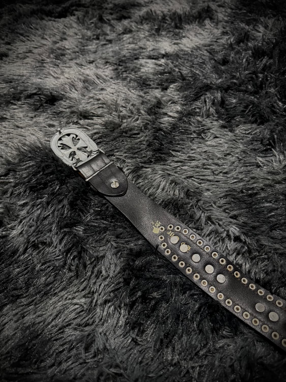 실버 크롬 벨크로 파이톤+스터드 블랙 가죽 벨트 상품이미지3