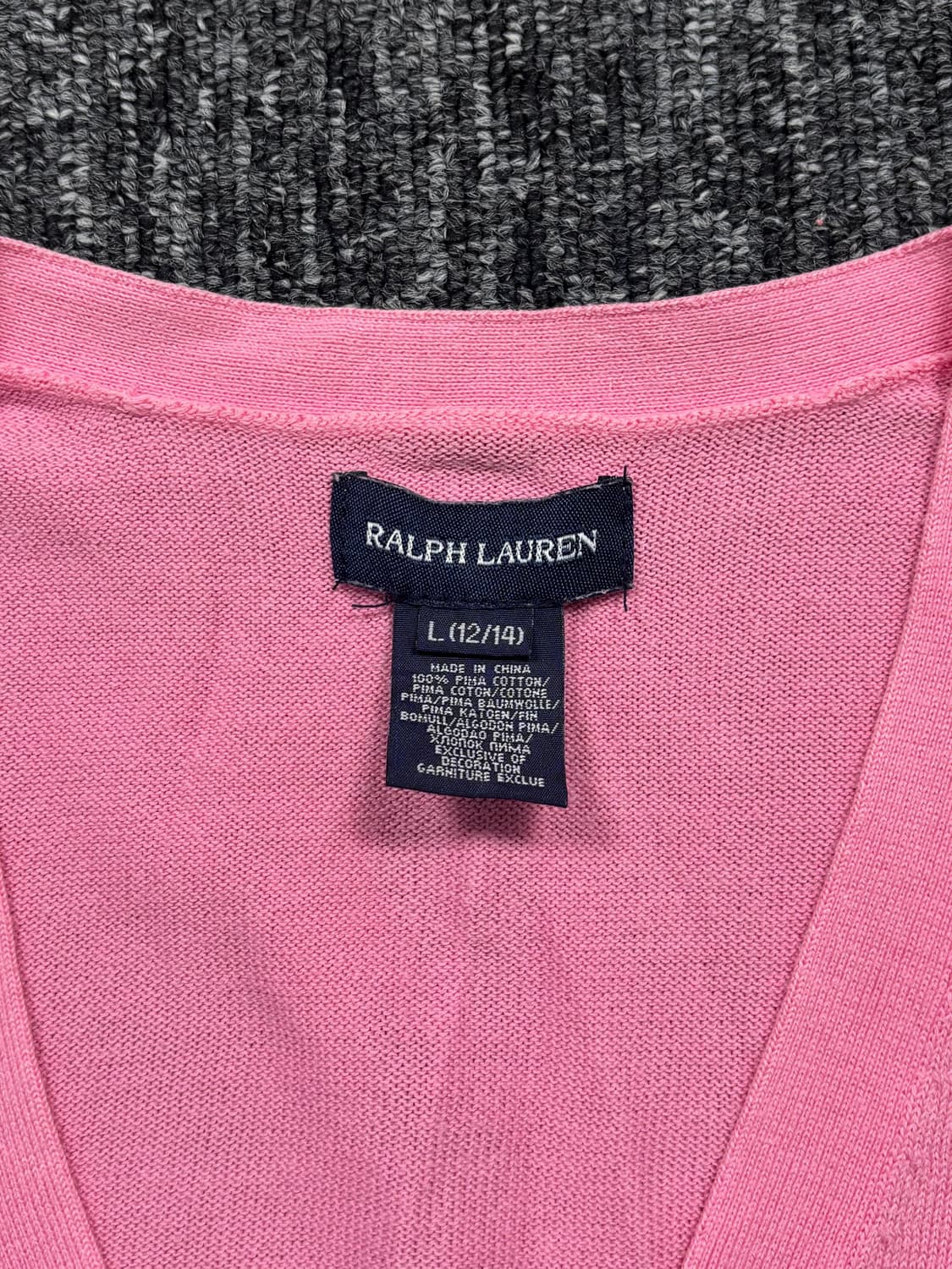 폴로 피마 코튼 핑크 브이넥 가디건 상품이미지6