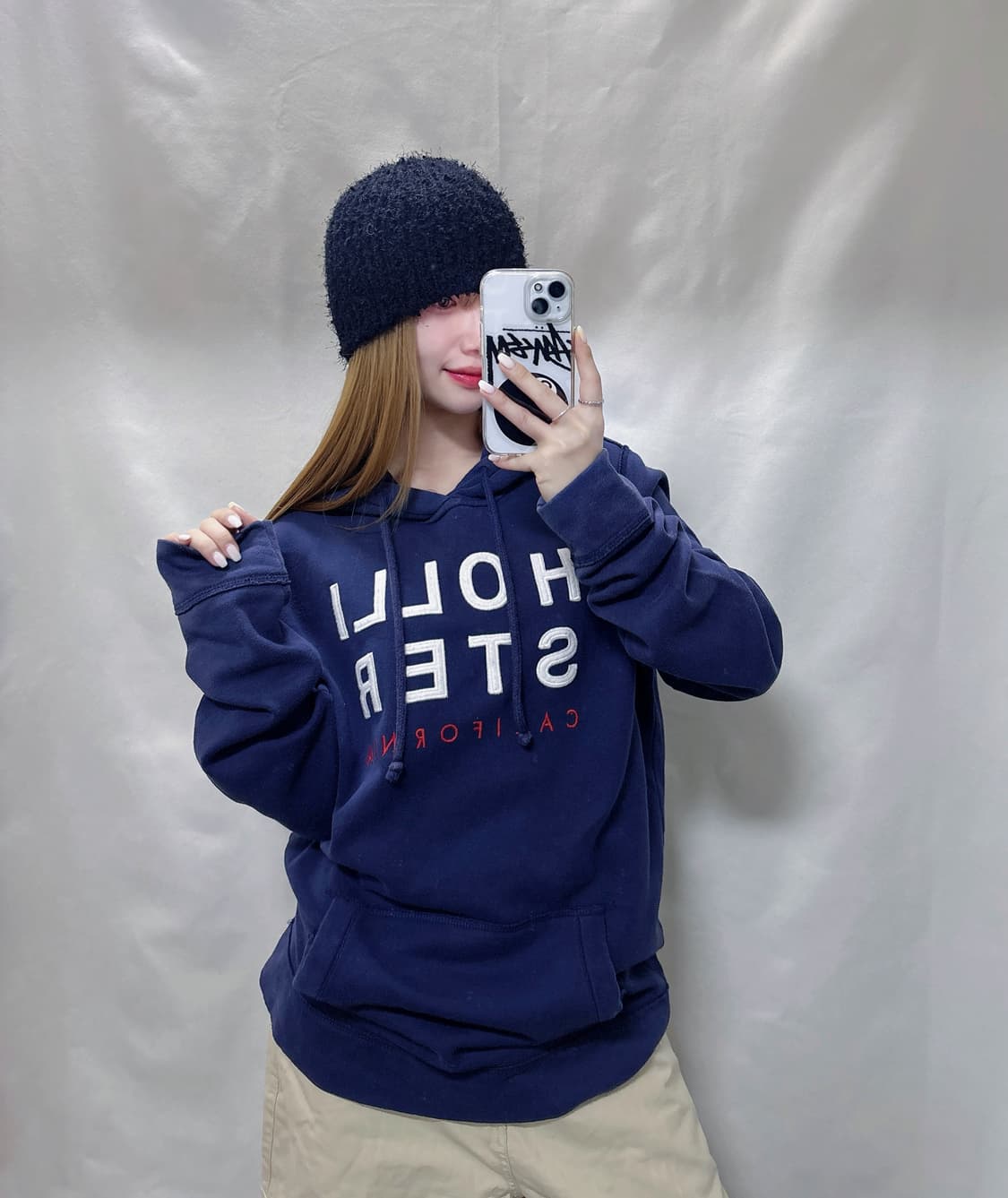 홀리스터 네이비 빅로고 후드  상품이미지1