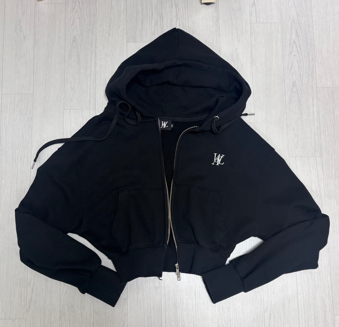 우알롱 시그니처 크롭 후드집업 논기모 상품이미지2