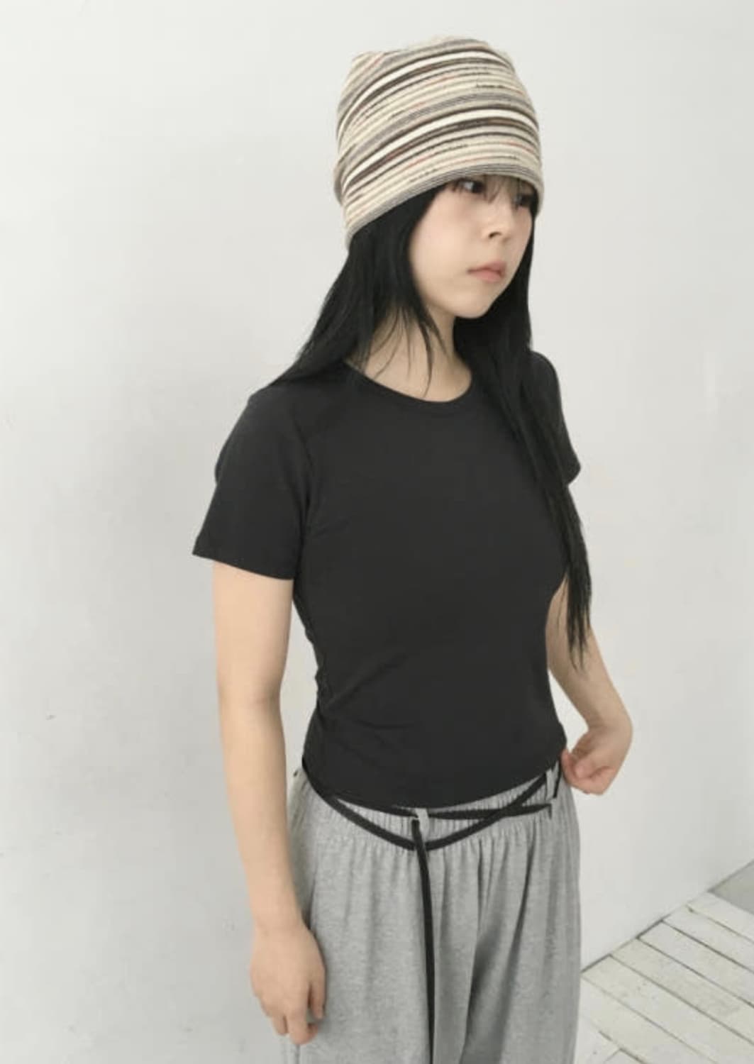 빈티지 스트라이프 비니 베이지/블루 상품이미지8