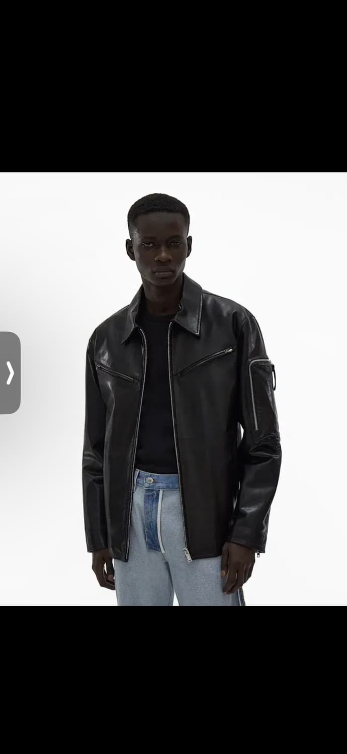 21FW 헬무트랭 집업 레더 라이더 자켓 블랙 L 상품이미지3