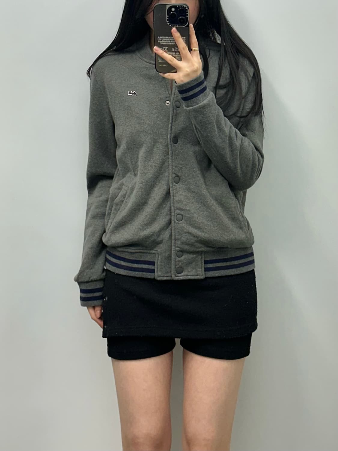 라코스테 자수로고 그레이 코튼 바시티 자켓 상품이미지1