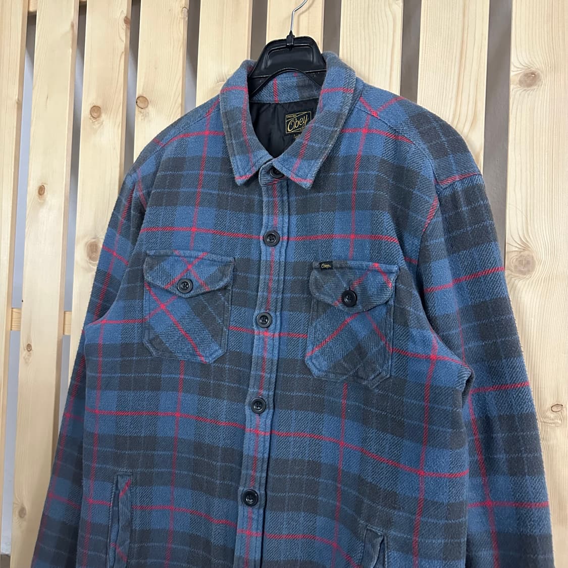 (M) 오베이 블루 체크 플란넬 셔츠 자켓 상품이미지3