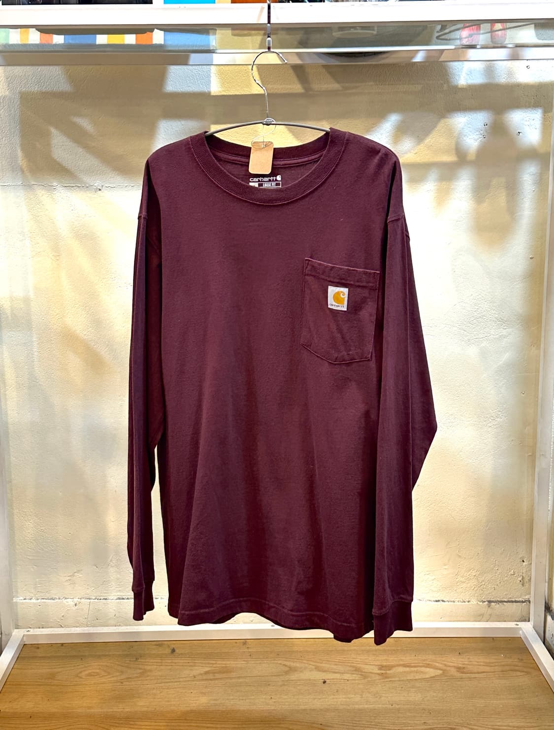칼하트 포켓 롱슬리브 티셔츠 버건디 M  상품이미지1
