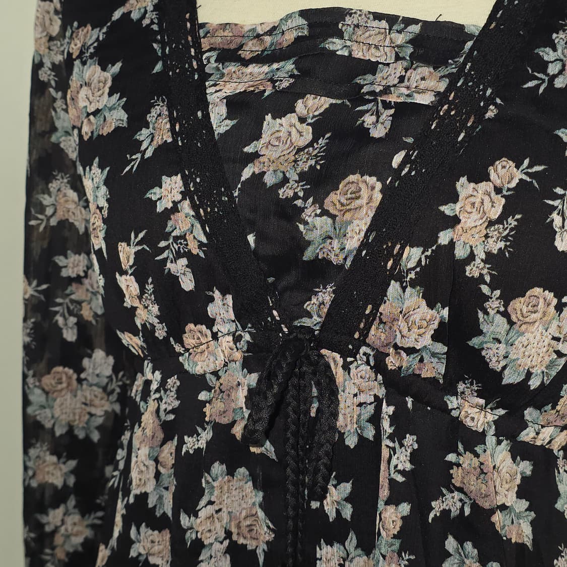 일본빈티지 sky bomber 블랙로즈 보헤미안 쉬폰 모리걸 원피스 상품이미지6