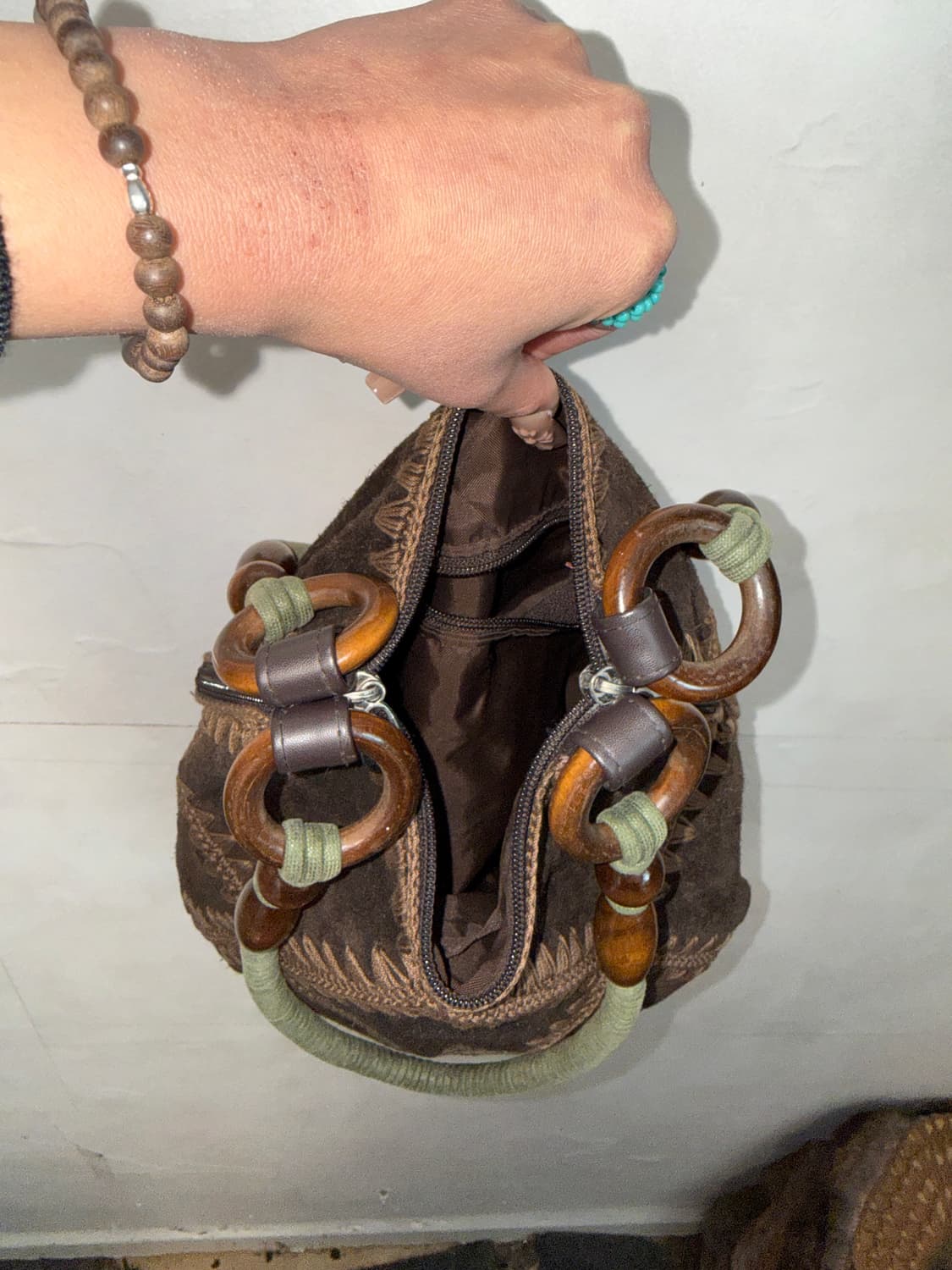 Dark brown bohemian suede stitch 숄더백 상품이미지5