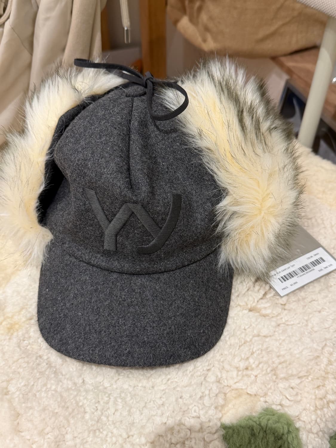 OpenYY 모자 Faux fur earflap cap 그레이 상품이미지2