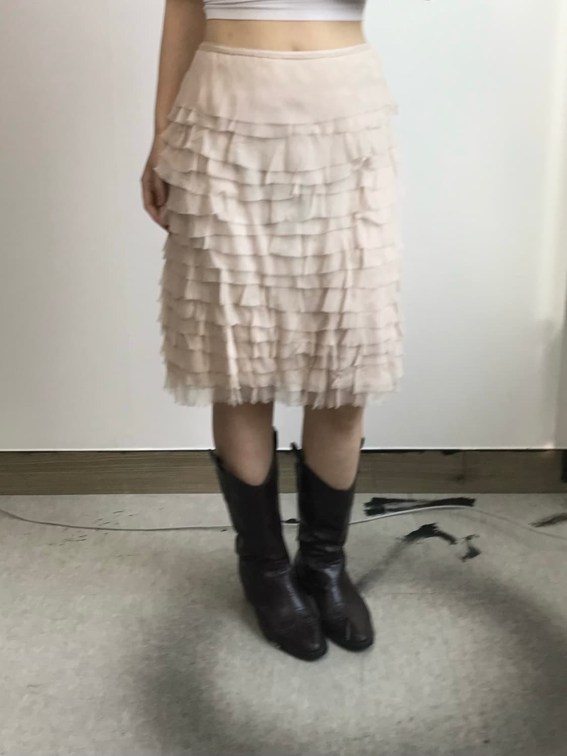 빈티지 캉캉 미디 스커트 상품이미지1