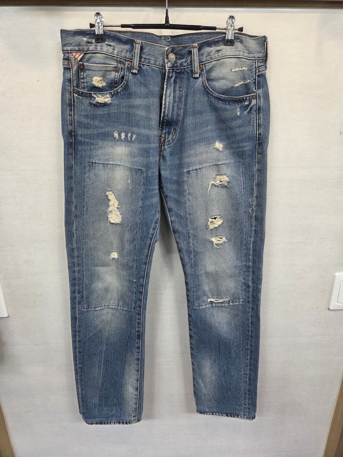 데님앤서플라이 랄프로렌 데미지 패치워크 데님팬츠 32 슬림  상품이미지1