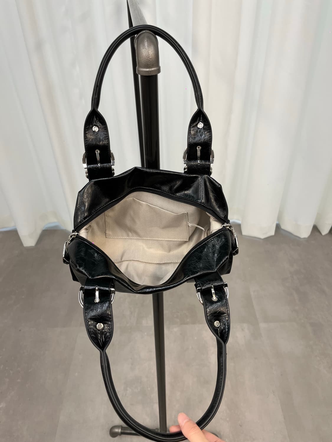 Vintage Black Leather Shoulder Bag 상품이미지9