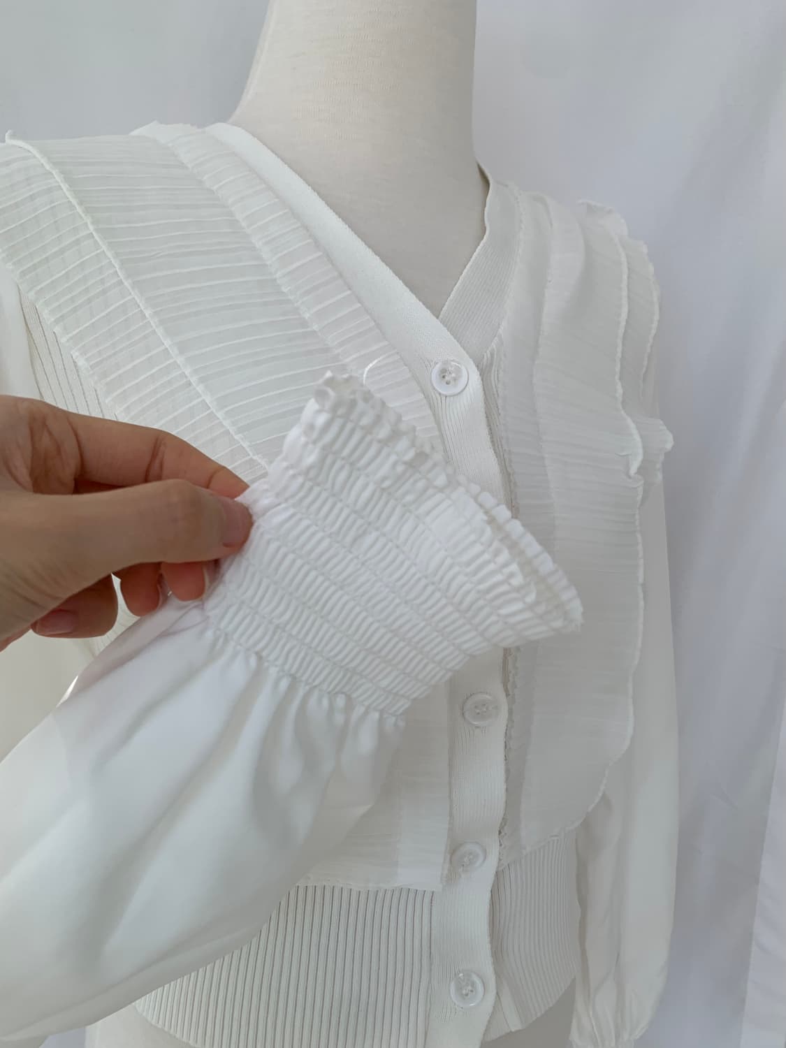 프릴 레이스 흰색 가디건 상품이미지3