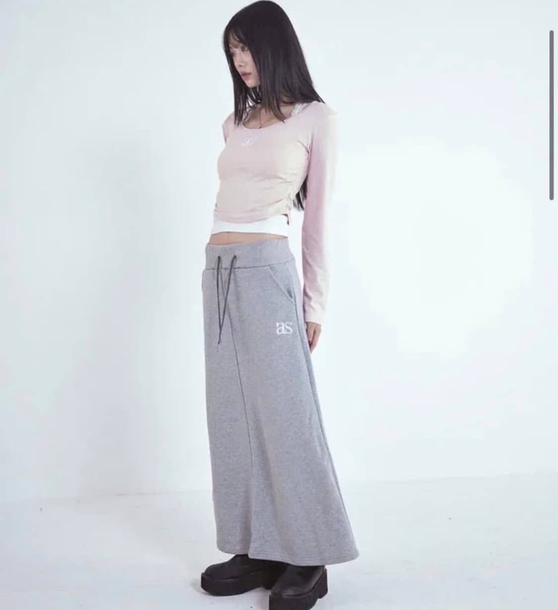 애즈온 트레이닝 롱스커트 그레이 상품이미지1