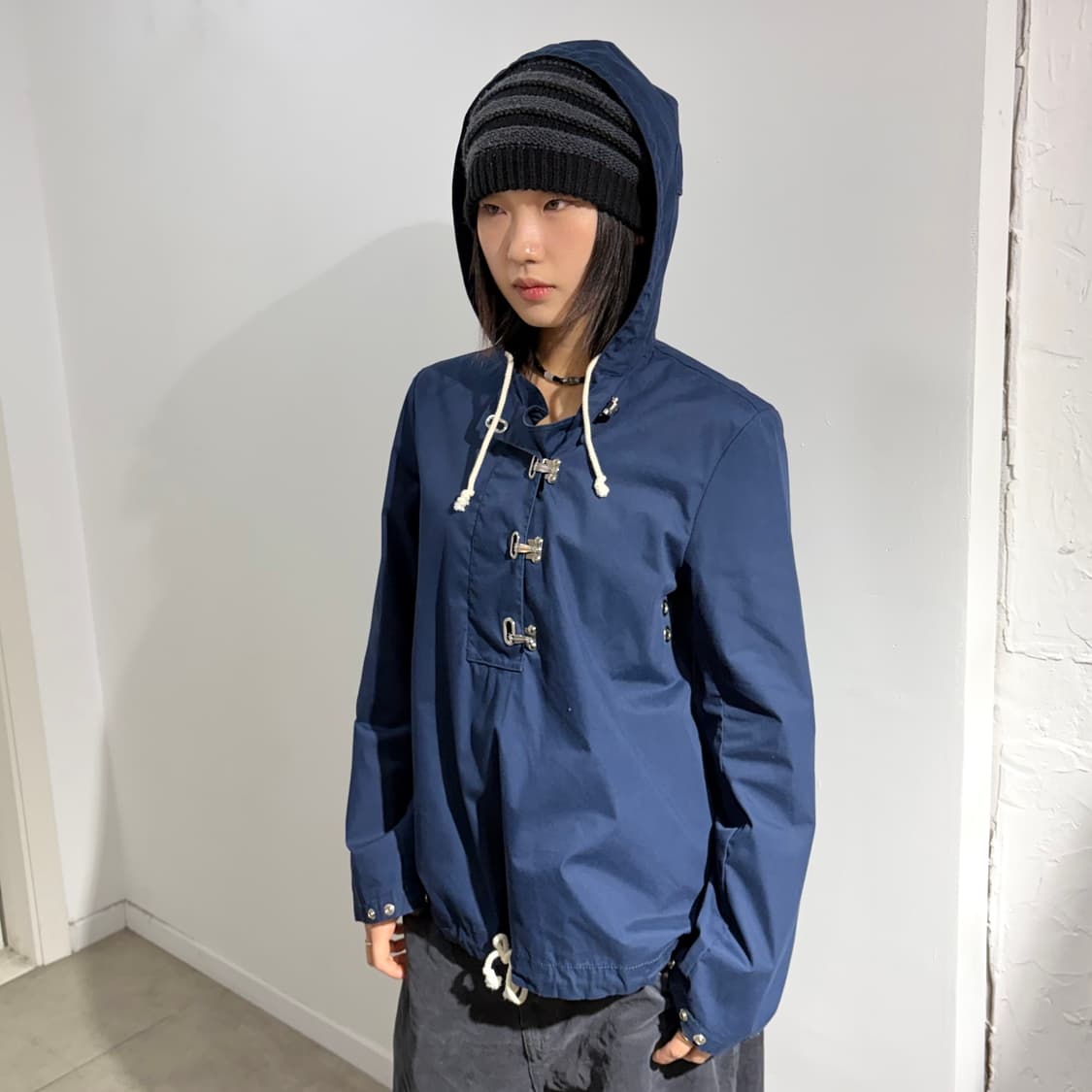 폴로 네이비 하프 아노락 후드 상품이미지1