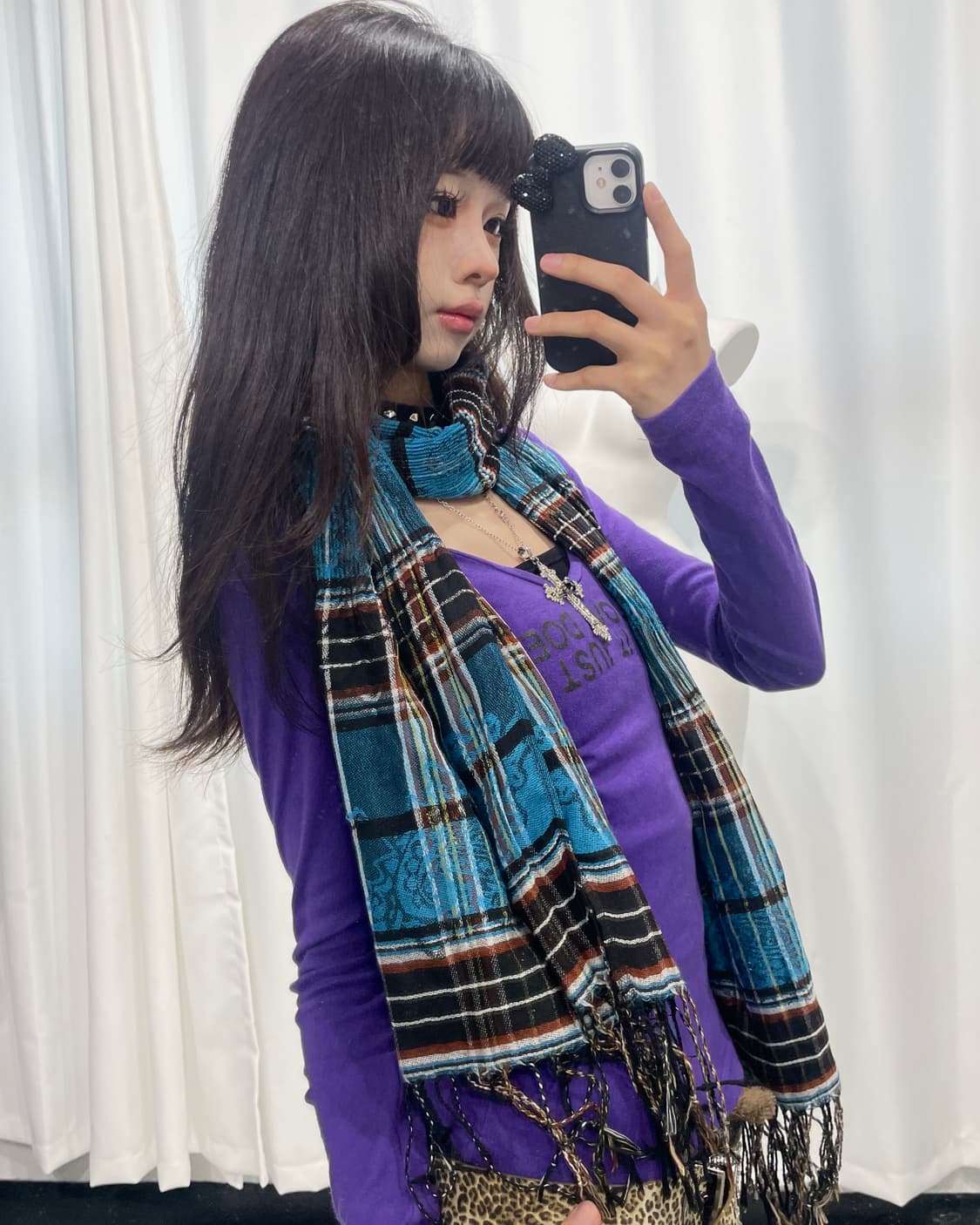 🎸블루 체크패턴 머플러🎸 상품이미지1