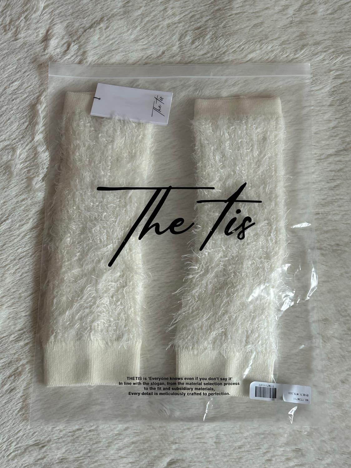 택O) 더티스 WING YARN 니트 리브 레그 워머 아이보리 상품이미지4