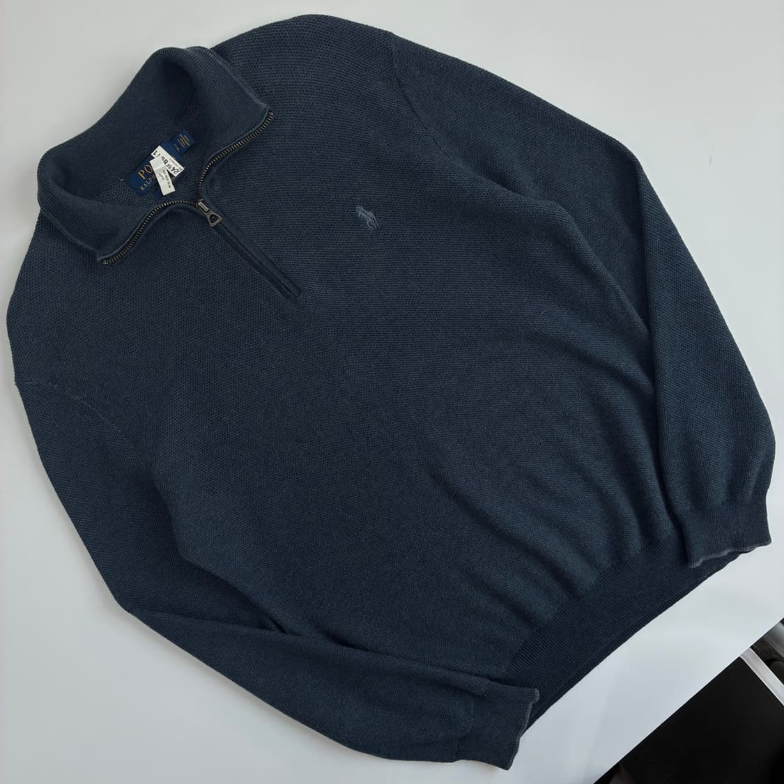 Polo 폴로 랄프로렌 피그먼트 네이비 쿼터집업 니트 상품이미지2