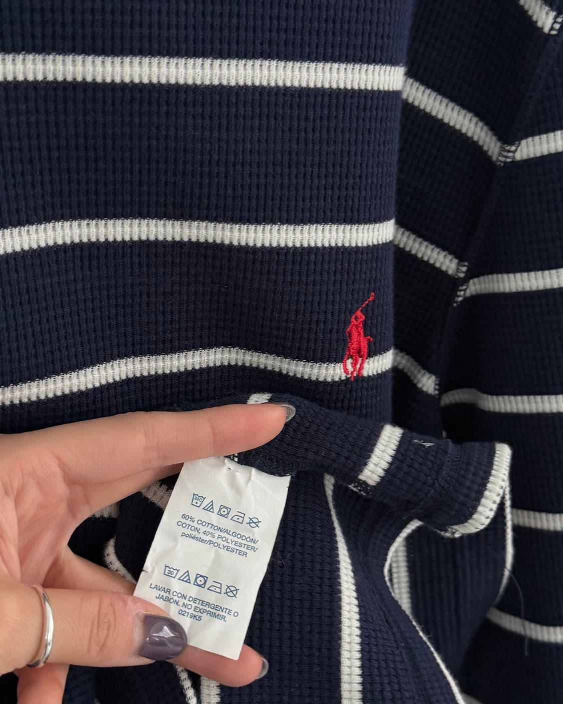 Polo 폴로 랄프로렌 신형 네이비컬러 단가라 와플 슬리브 상품이미지7