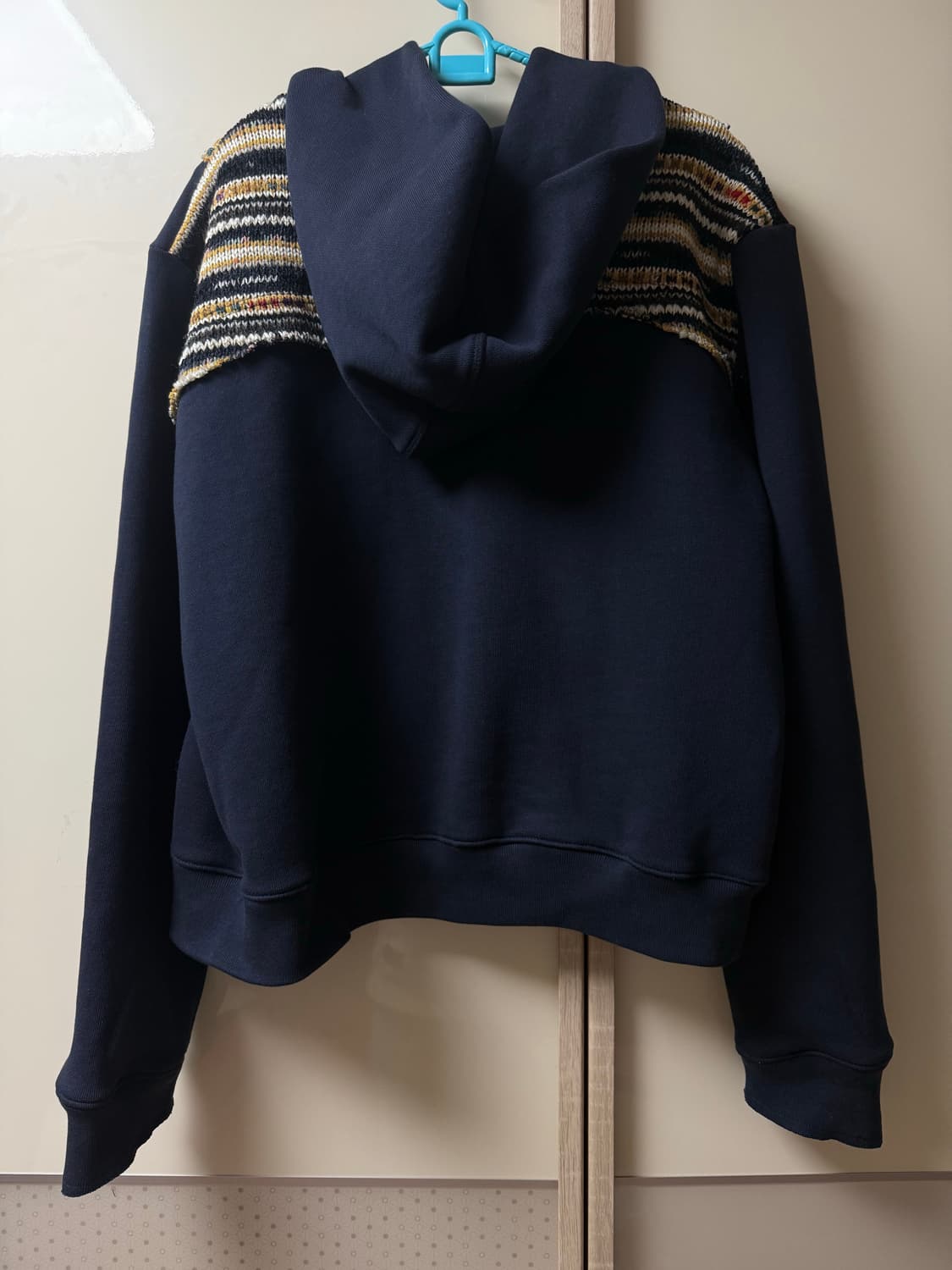 0tape FABRIC BLOCK HOODED ZIP-UP NAVY 상품이미지3