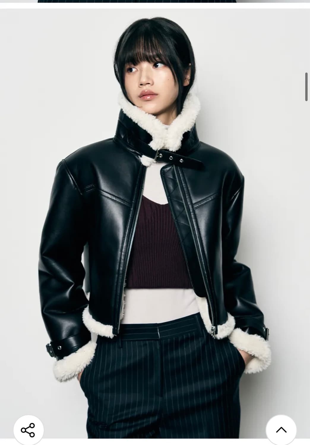 레더리 오블리크 오버핏 레더 무스탕 자켓 [BLACK] 판매 상품이미지5