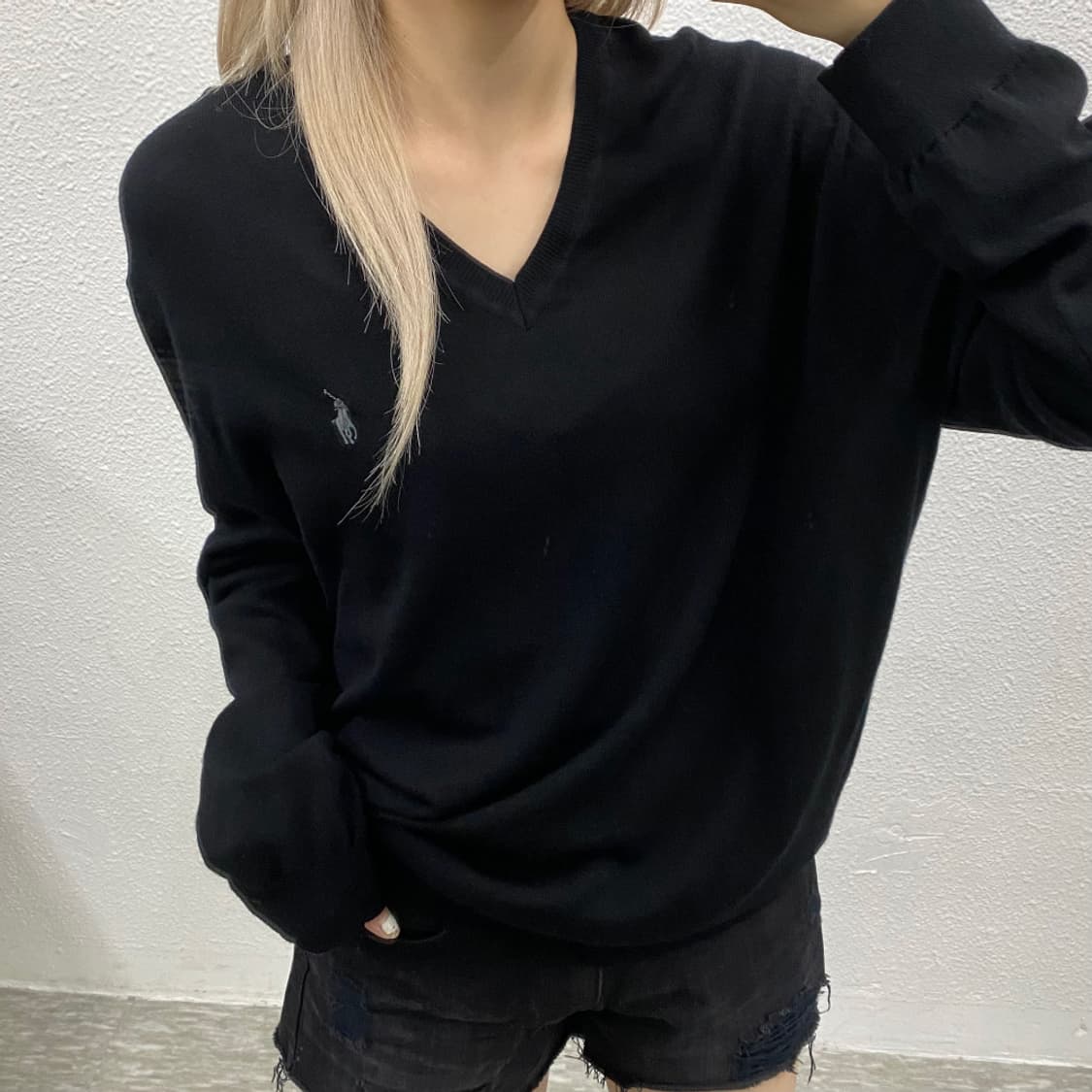 폴로 랄프로렌 실버포니 블랙 브이니트 L 상품이미지1