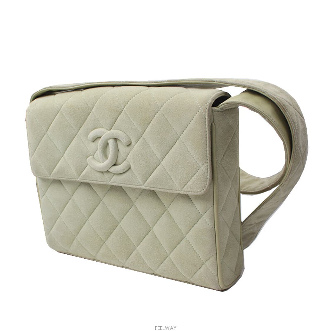 샤넬 스웨이드 퀼팅 민트그린 플랩 크로스백 (7자리9번대) 상품이미지2