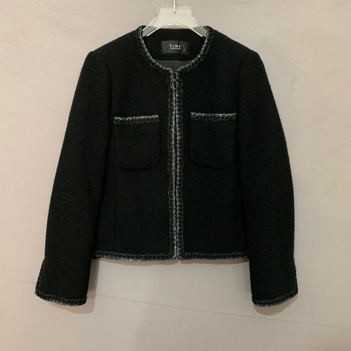 82 타임 20 블랙 트위드 집업 자켓 상품이미지1