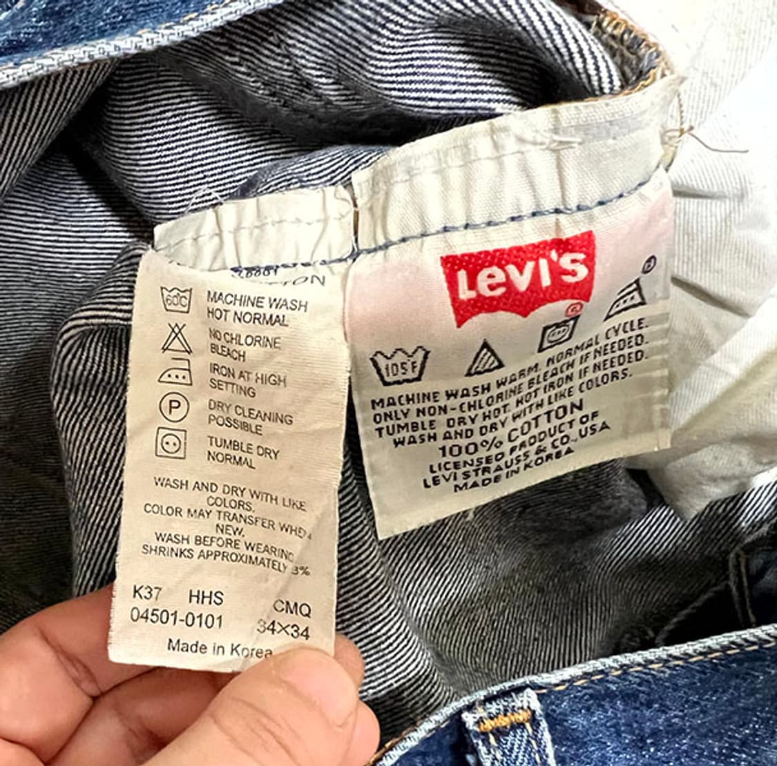 리바이스501 오리지널 남자 청반바지 데님쇼츠 컷오프 단추형 L 32 상품이미지5