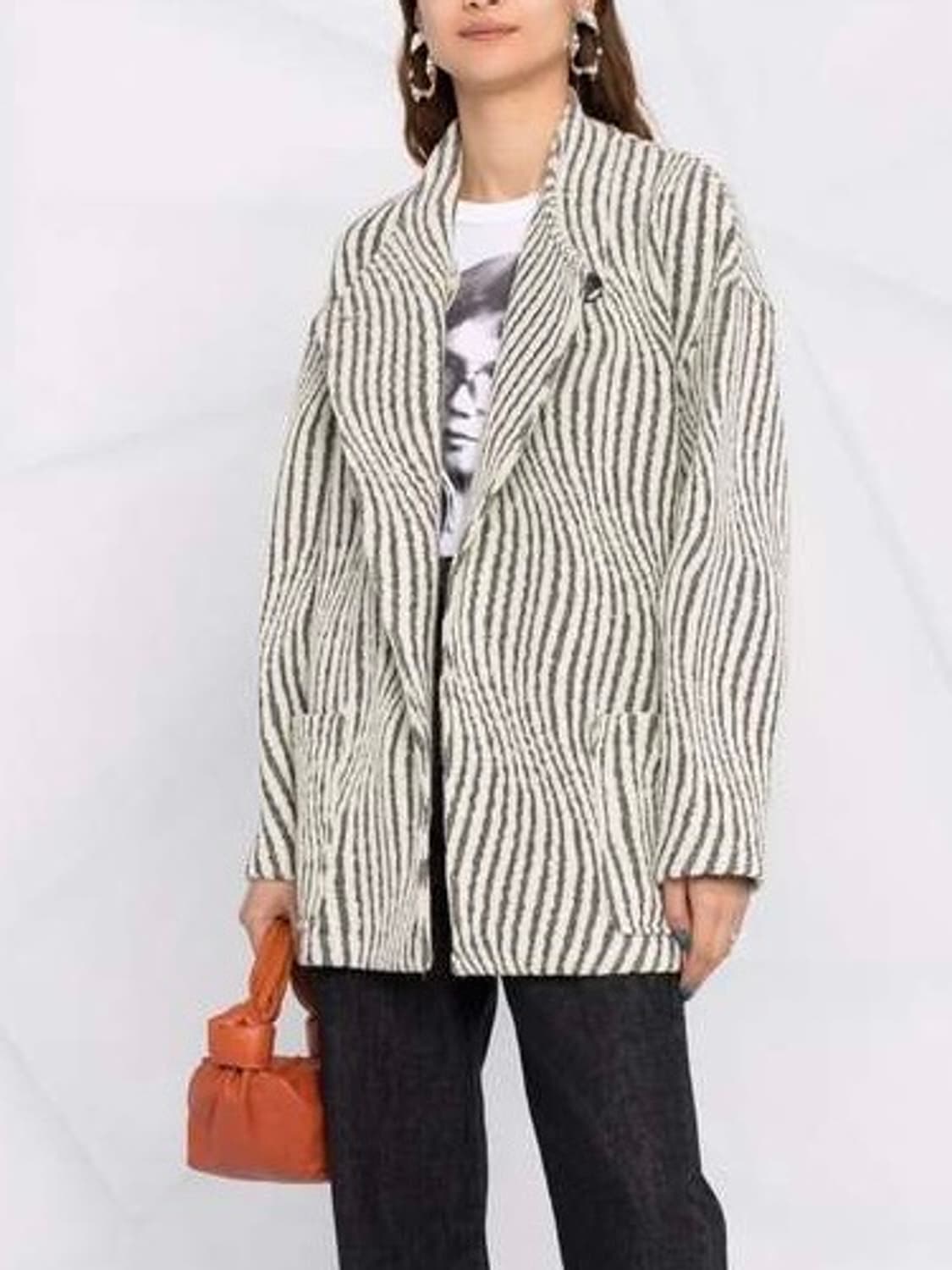 36) 이로 IRO 지브라 패턴 벨티드 울 코트 상품이미지9