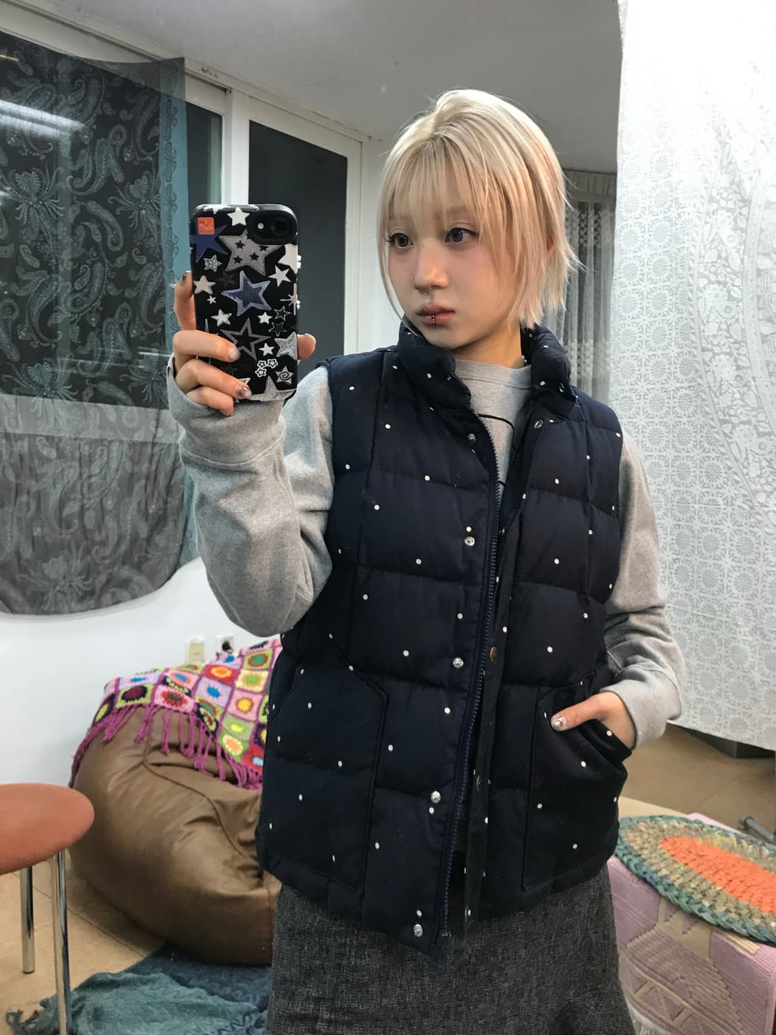 리바이스 여성 덕다운 도트 패딩조끼  상품이미지1