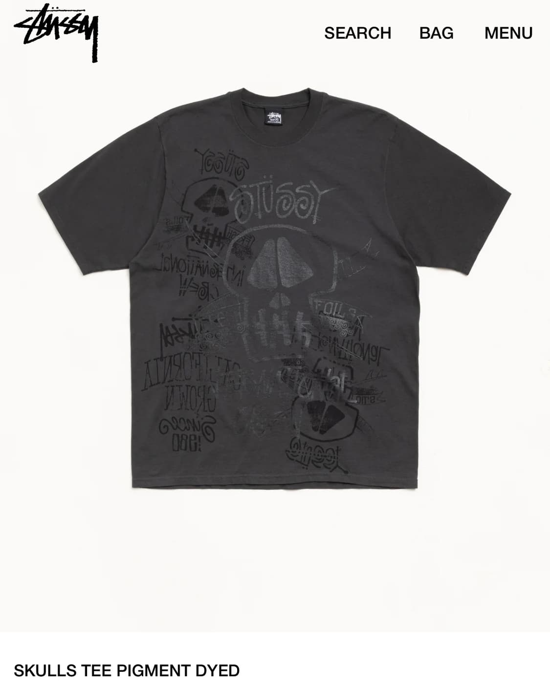 스투시 SKULLS TEE PIGMENT DYED M (택포) 상품이미지1