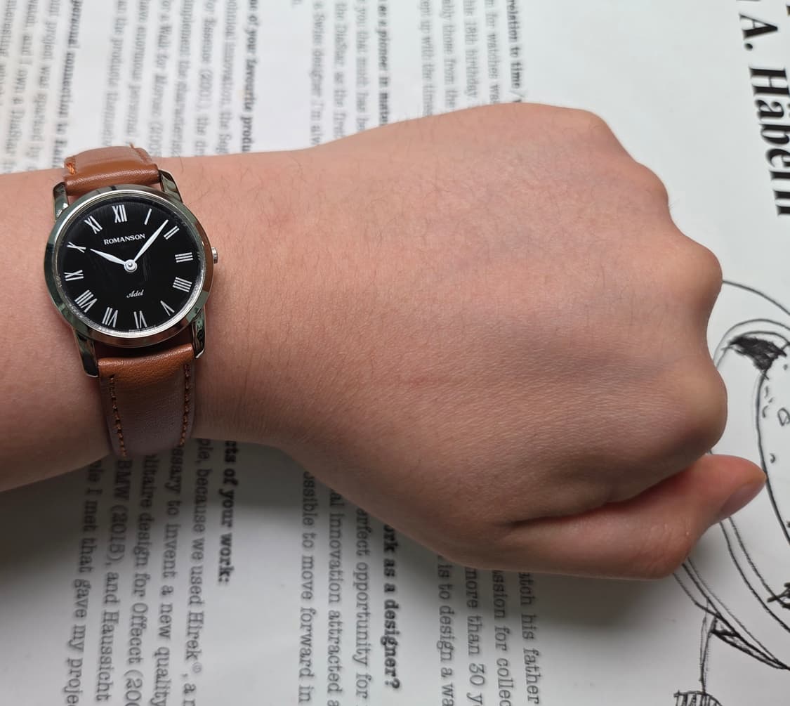 빈티지 로만손 아델 블랙로만 슬림쿼츠 드레스워치 여성용 상품이미지8