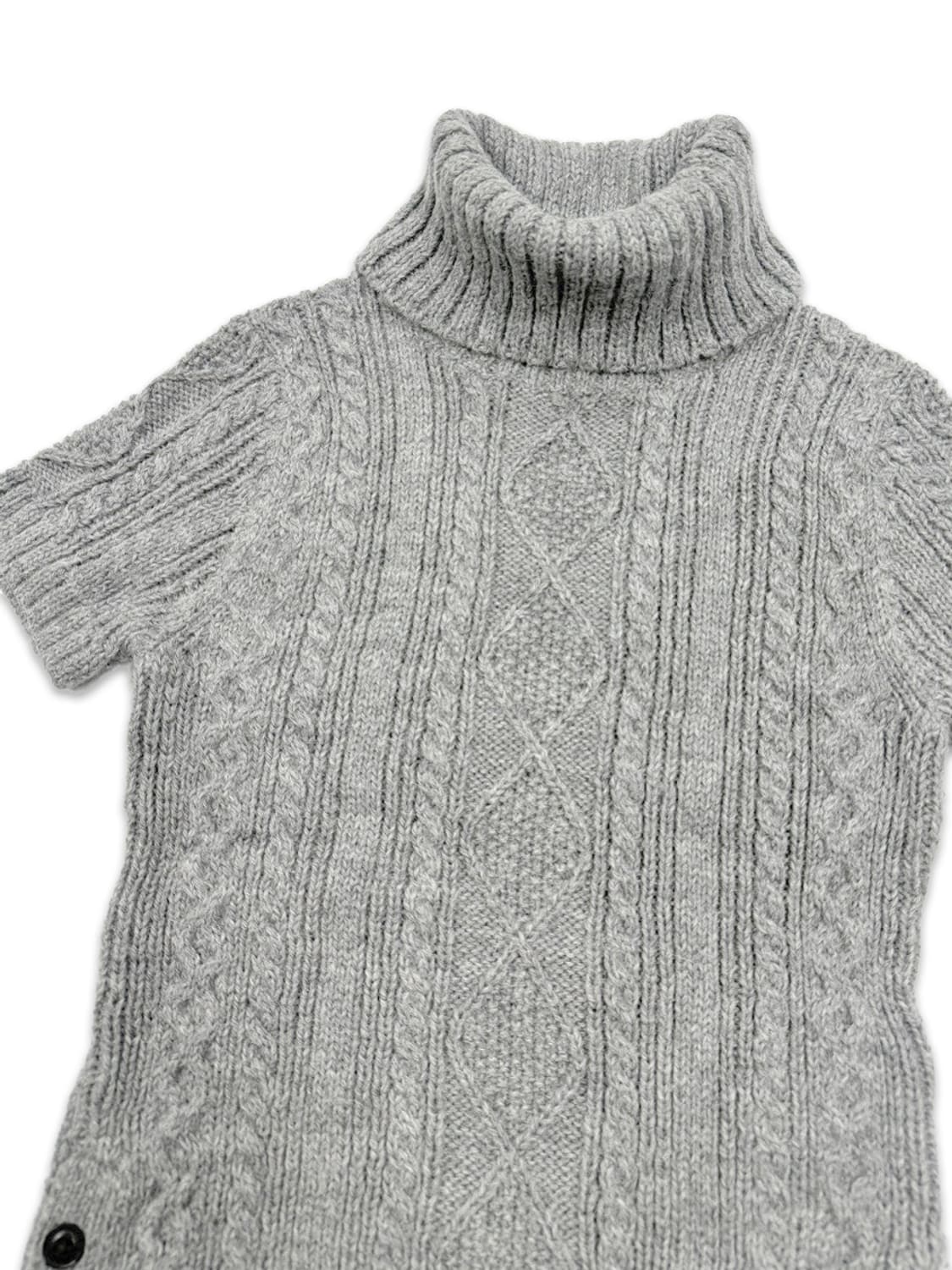 빈티지 그레이 사이드 단추 반팔 니트 상품이미지3