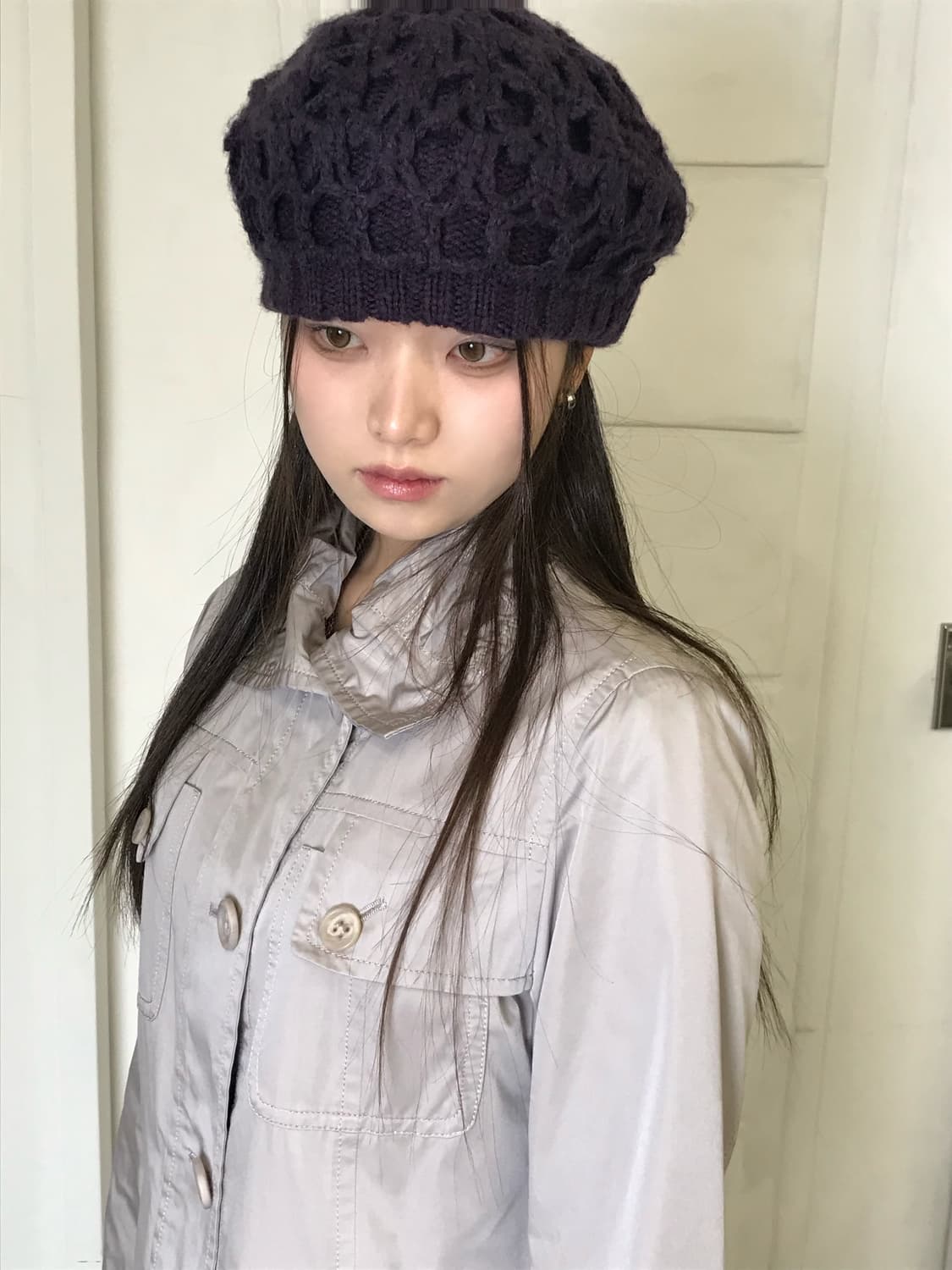 퍼플 코지 니트 베레모 상품이미지3