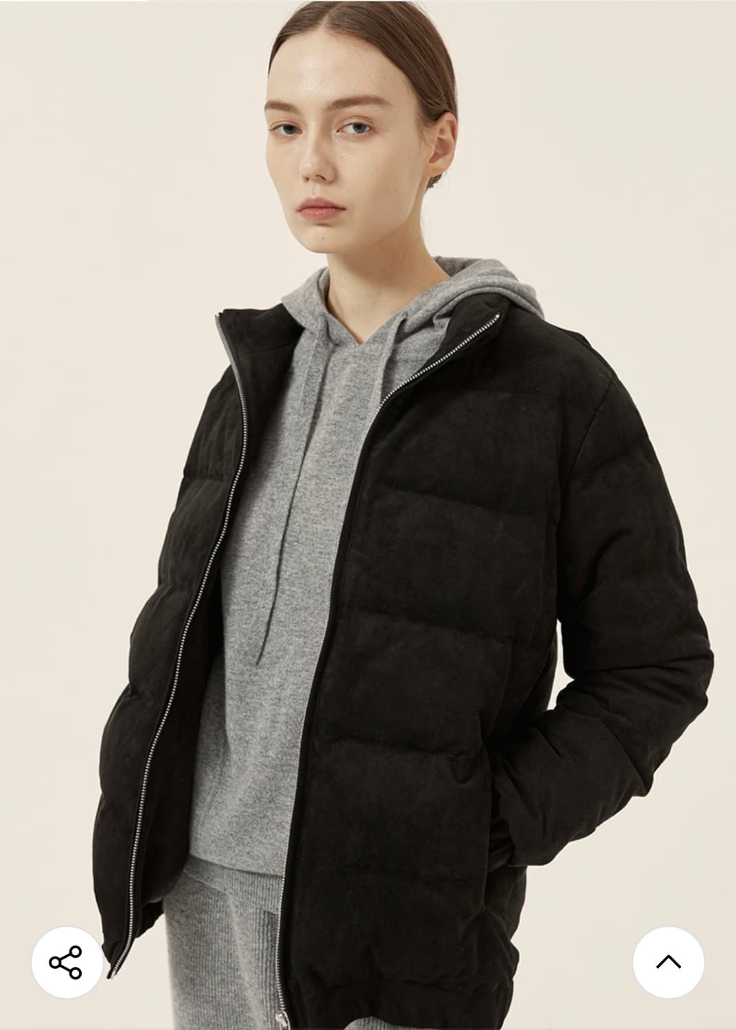 제이리움 스웨이드 구스다운 패딩 (남녀공용) 블랙 M  상품이미지4