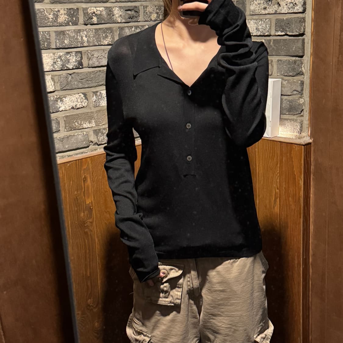M) 월포드(Wolford) 비스코스 헨리넥 카라 니트 상품이미지6