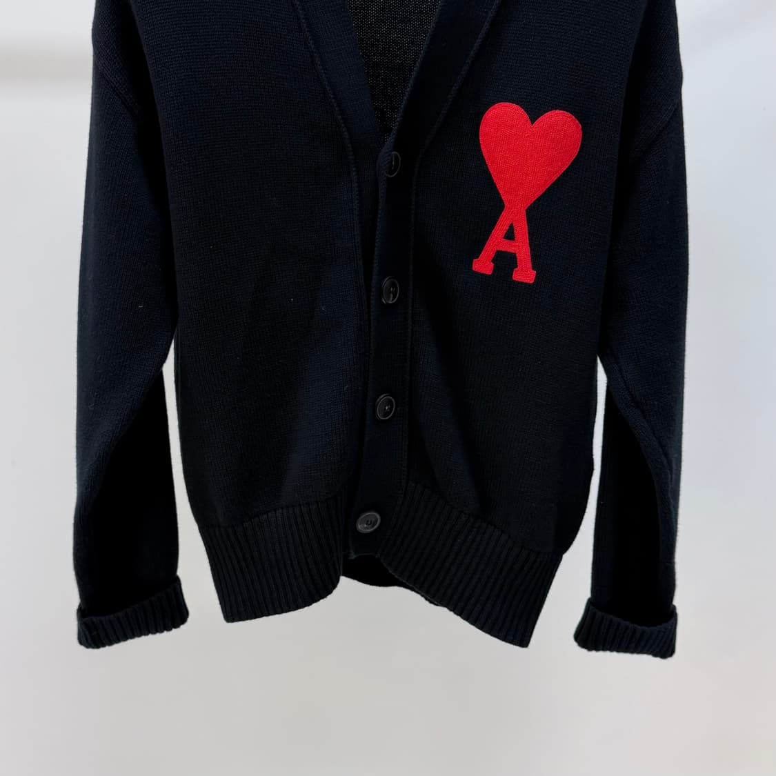 [S+급/M] 아미 AMI 빅하트 로고 가디건 블랙 상품이미지4