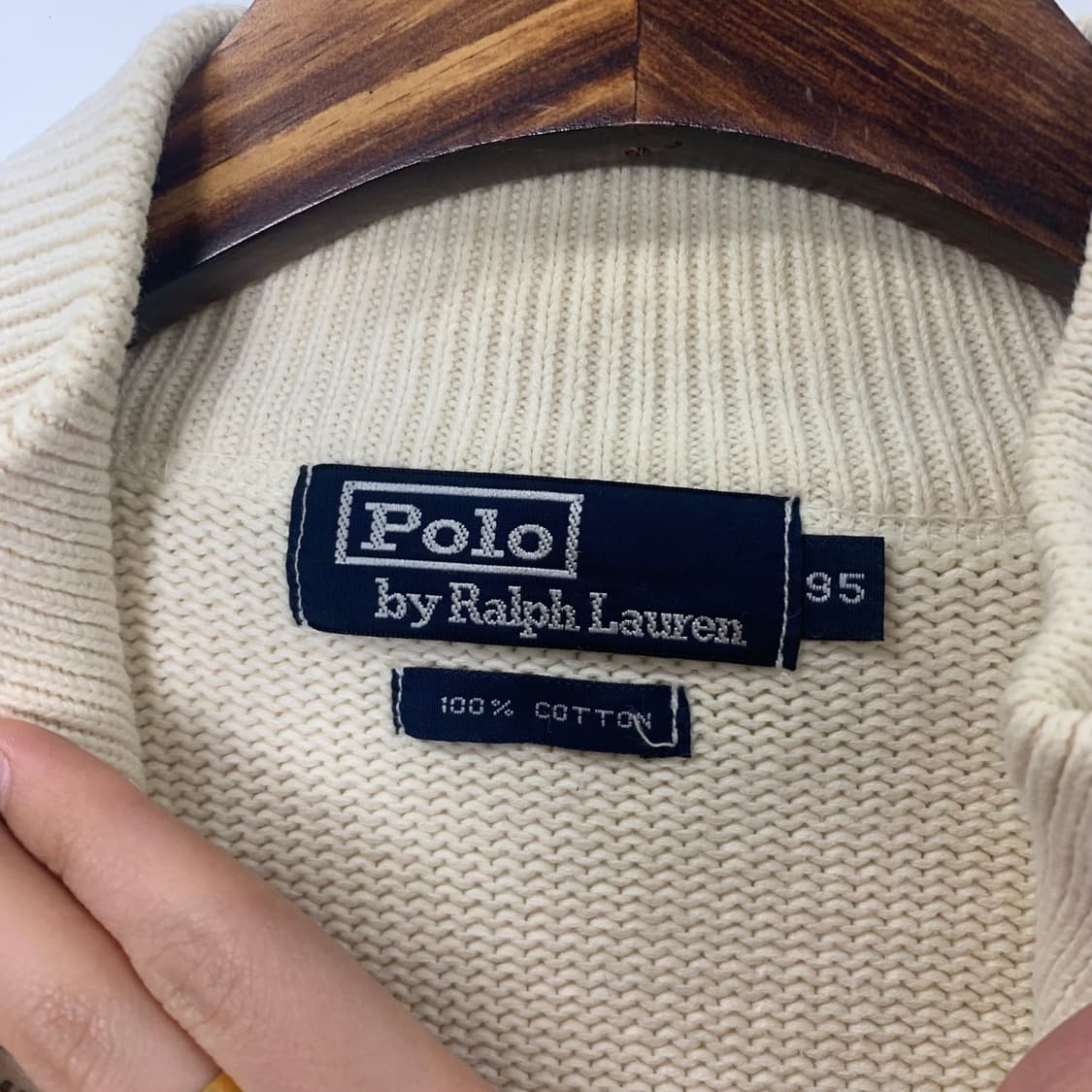 폴로 랄프로렌 90s 아이보리 니트 집업 상품이미지5