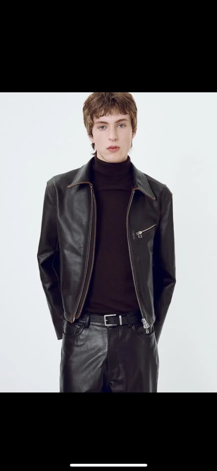 토니웩 레더 빈티지 트리트먼트 크롭 자켓 다크 브라운 L 상품이미지1