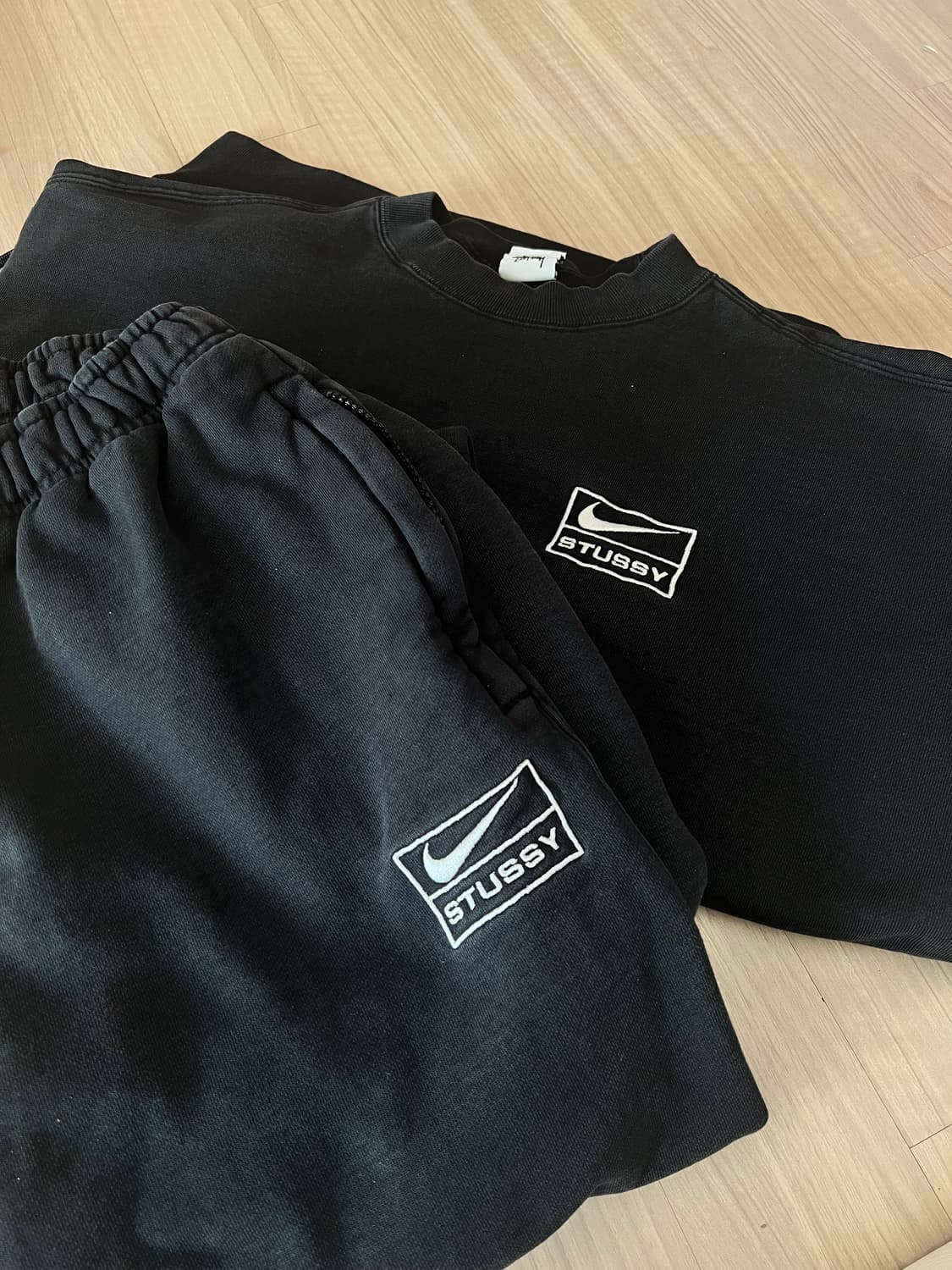 나이키 x 스투시 나투시 워시드 스웻 셋업 블랙 M 상품이미지1