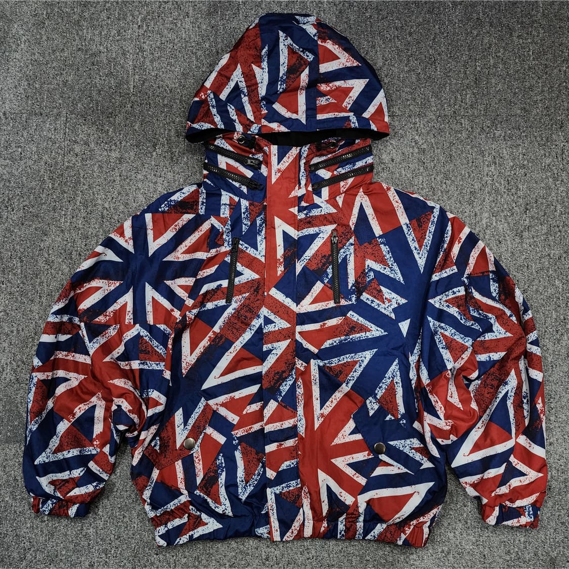 일본 빈티지 유니언잭 패턴 후드 바람막이 L 상품이미지1