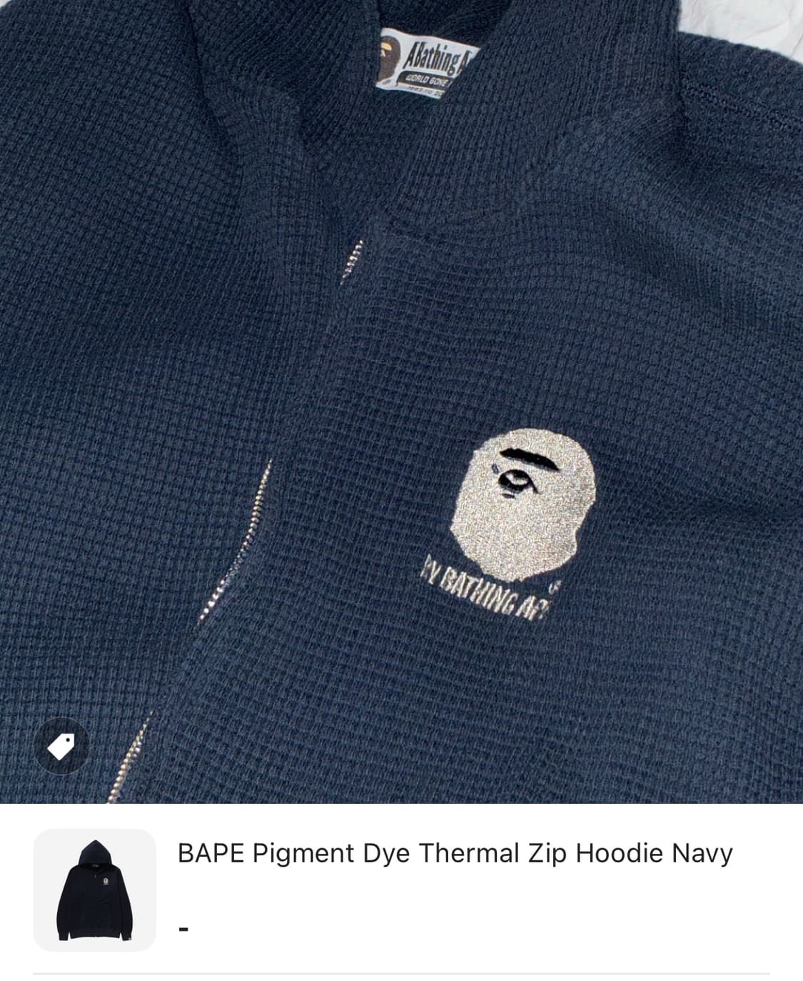 베이프 피그먼트 다이 써멀 후드집업 네이비 상품이미지2